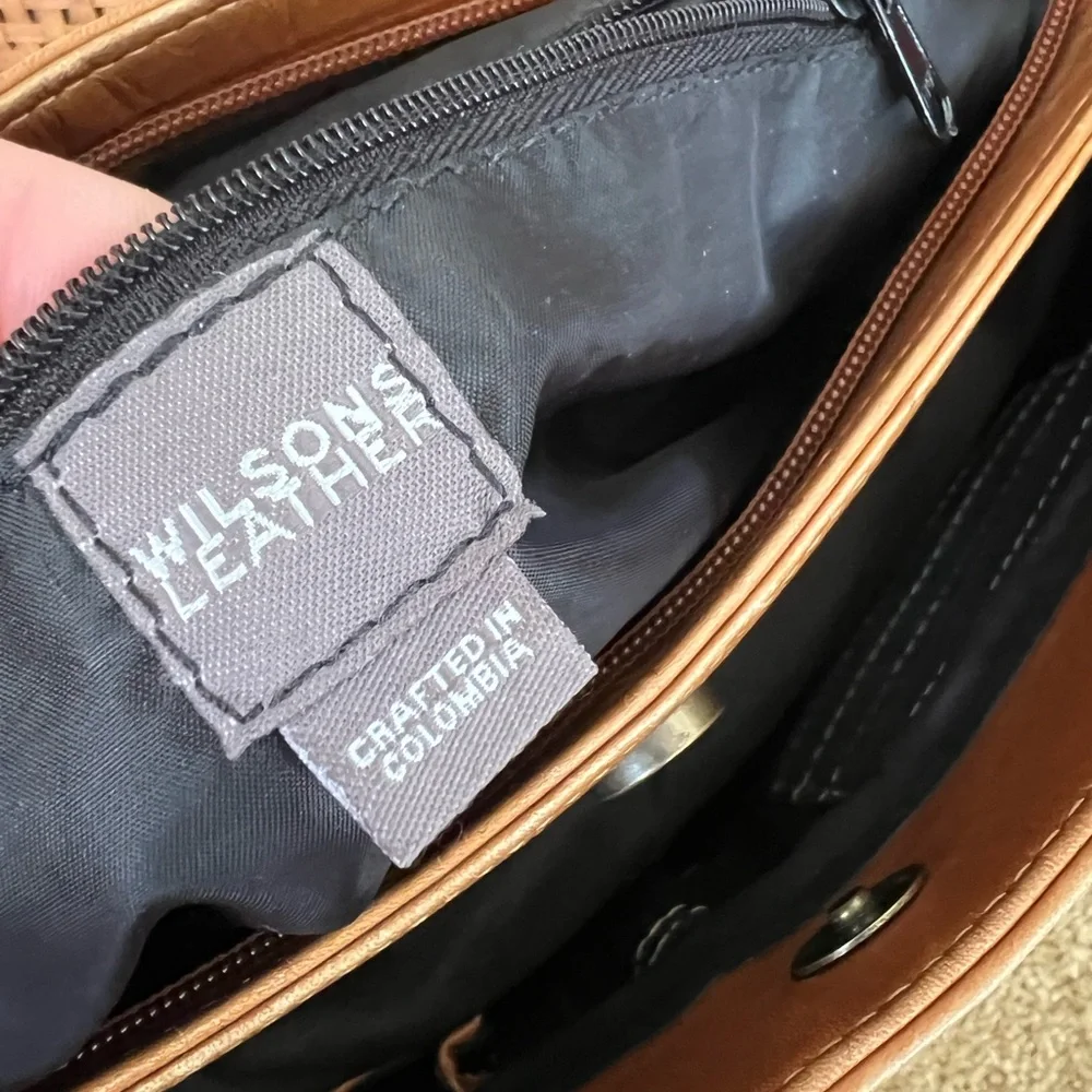 Wilsons Vintage Tan Leather Tote Shoulder Computer Laptop Bag